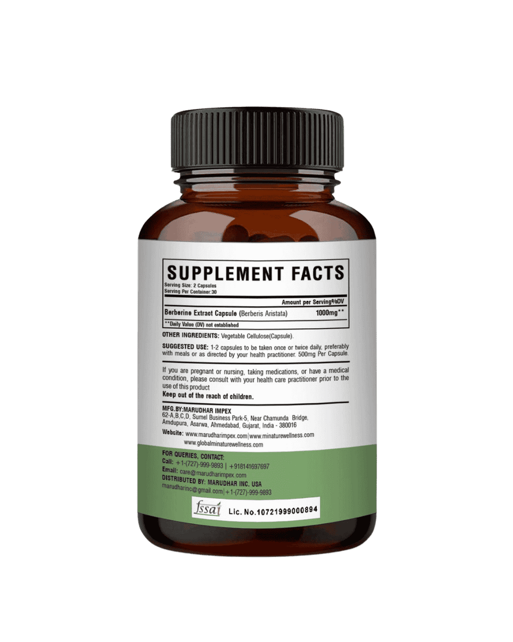 High Potency Berberine Extract Capsules 60 Veg Caps | 500mg
