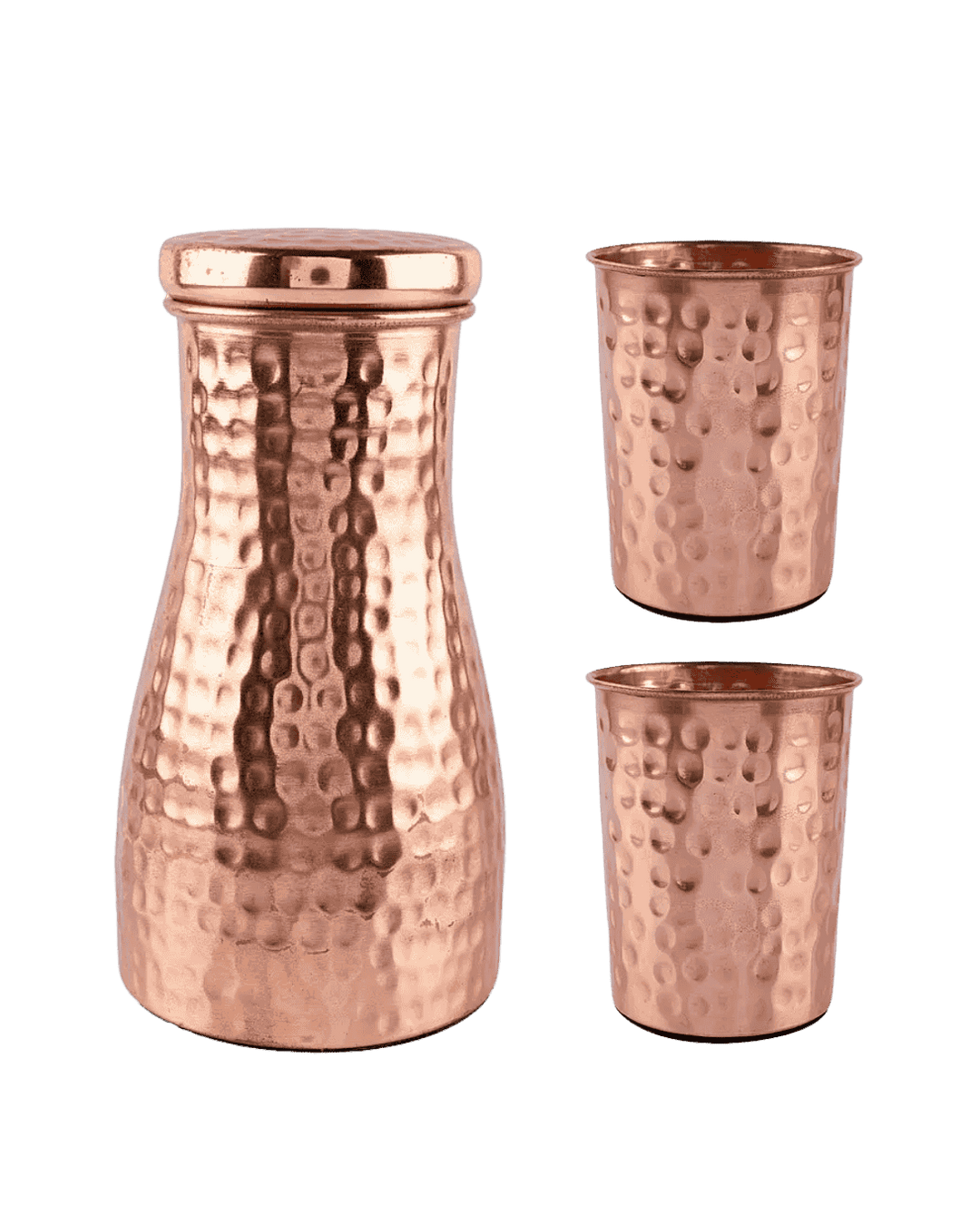 Handmade Copper Sugar Pot With 2 Glasses