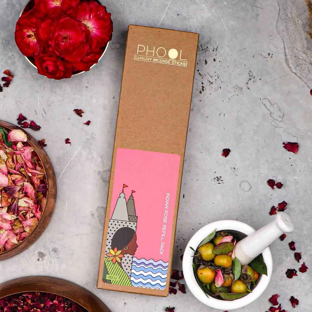 Indian Rose Refill pack - Natural Incense Sticks by Phool