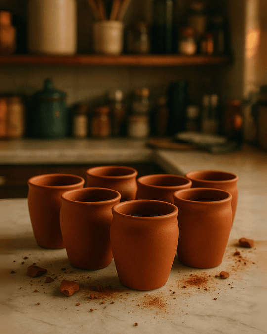 Terracotta Earthen Glazed Glasses, Ayurveda Store NZ
