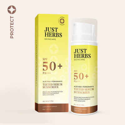 Tinted Serum Sunscreen, SPF 50+ PA+++, Just Herbs, Ayurveda Store NZ