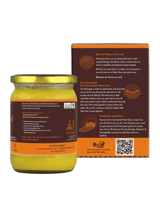 Vedic A2 Gir Cow Ghee 500ml | Cultured | Hand Churned | Ethical