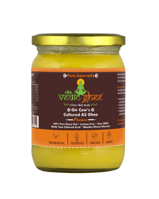 Vedic A2 Gir Cow Ghee 500ml | Cultured | Hand Churned | Ethical