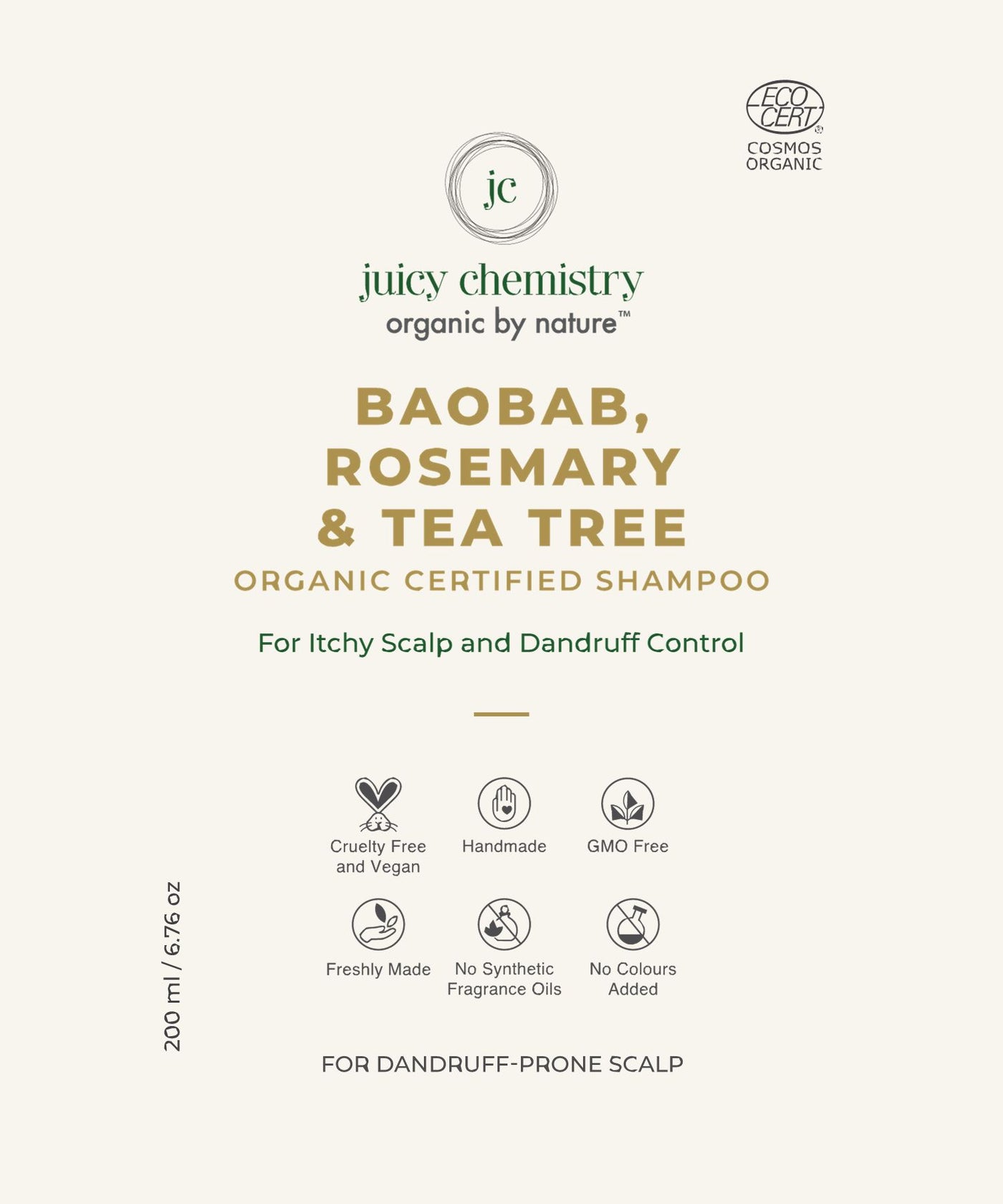Baobab, Rosemary, Tea Tree, Anti-Dandruff Shampoo, Juicy Chemistry, Ayurveda Store NZ
