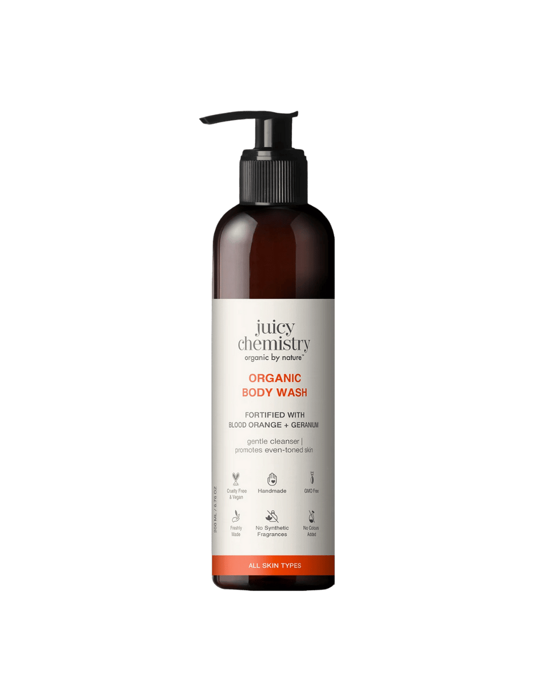 Blood Orange And Geranium Body Wash, Juicy Chemistry, Ayurveda Store NZ