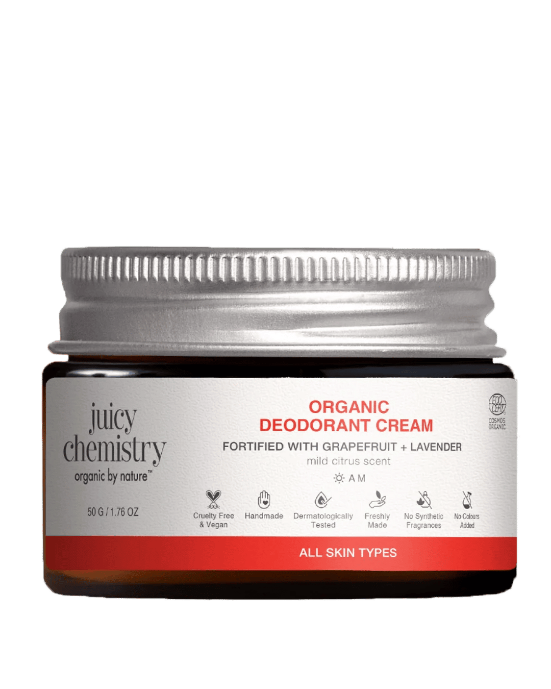 Organic Deodorant Cream, Grapefruit, Lavender, Juicy Chemistry, Ayurveda Store NZ