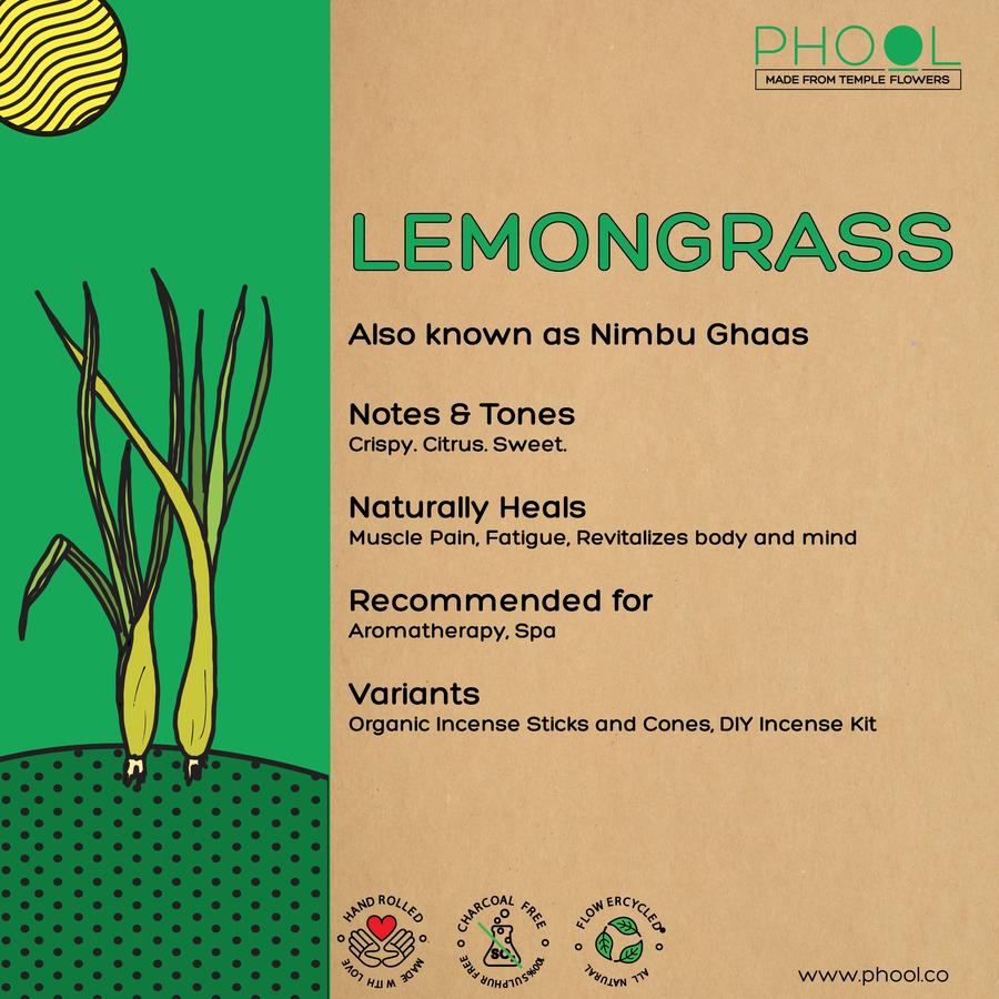 Lemongrass - Natural Incense Cones by Phool