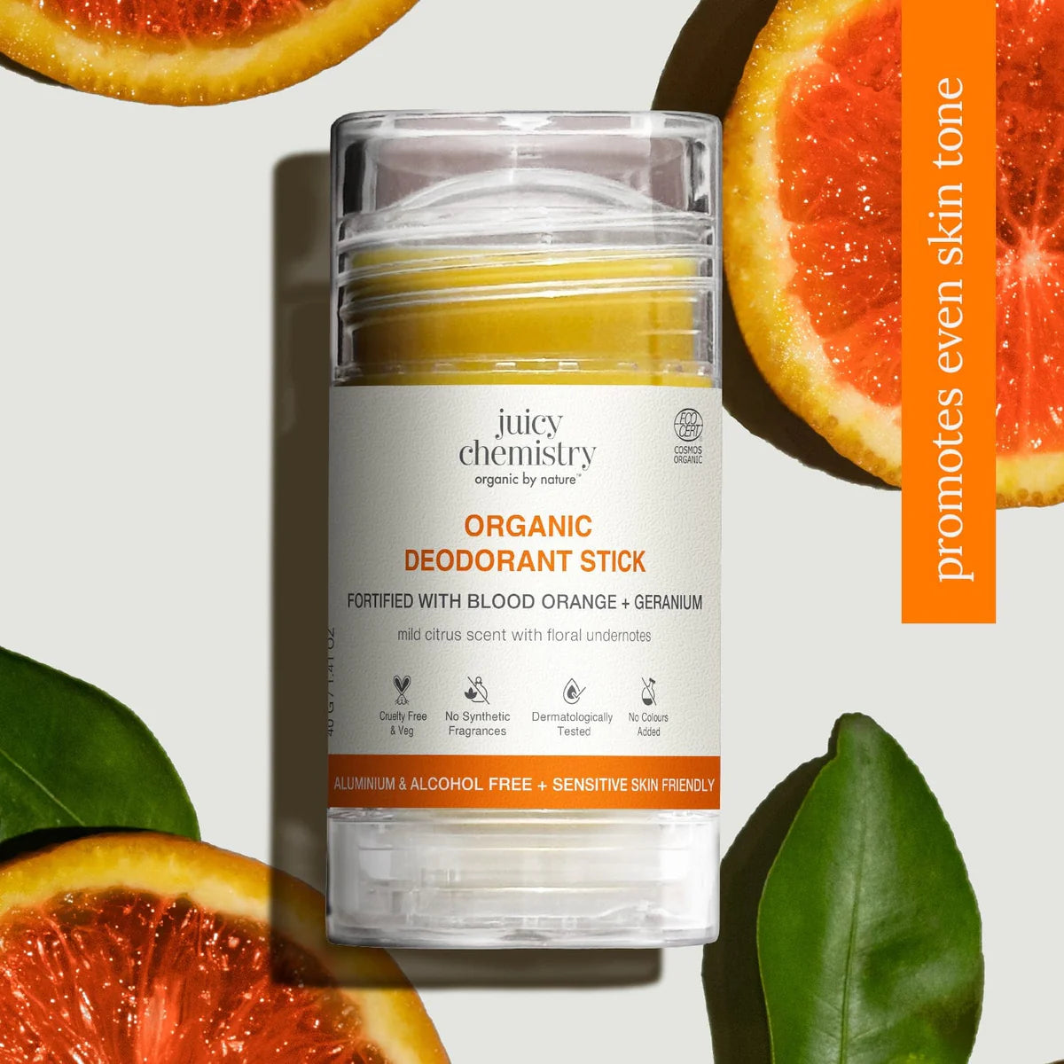 Organic Deodorant Stick, Blood Orange, Geranium, Juicy Chemistry, Ayurveda Store NZ