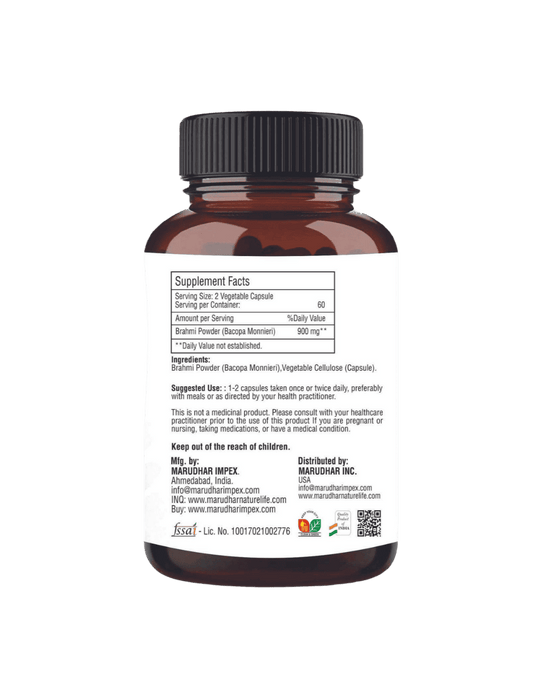 100% Natural Brahmi Capsules 60 Veg Caps | 450mg