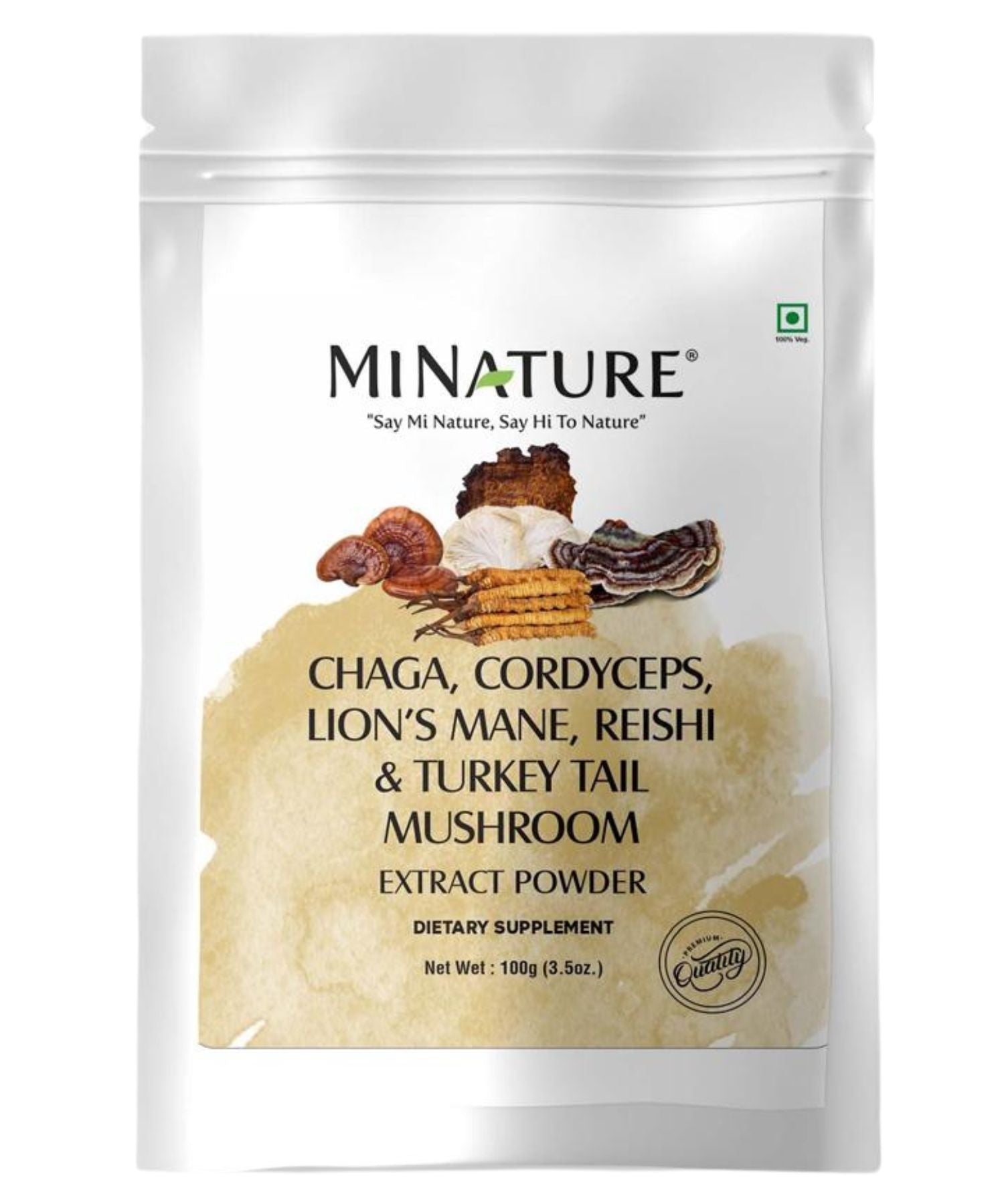 100% Natural Chaga, Cordyceps, Lion's Mane, Reishi, & Turkey Tail Mushroom Extract Powder, Minature, Ayurveda Store NZ