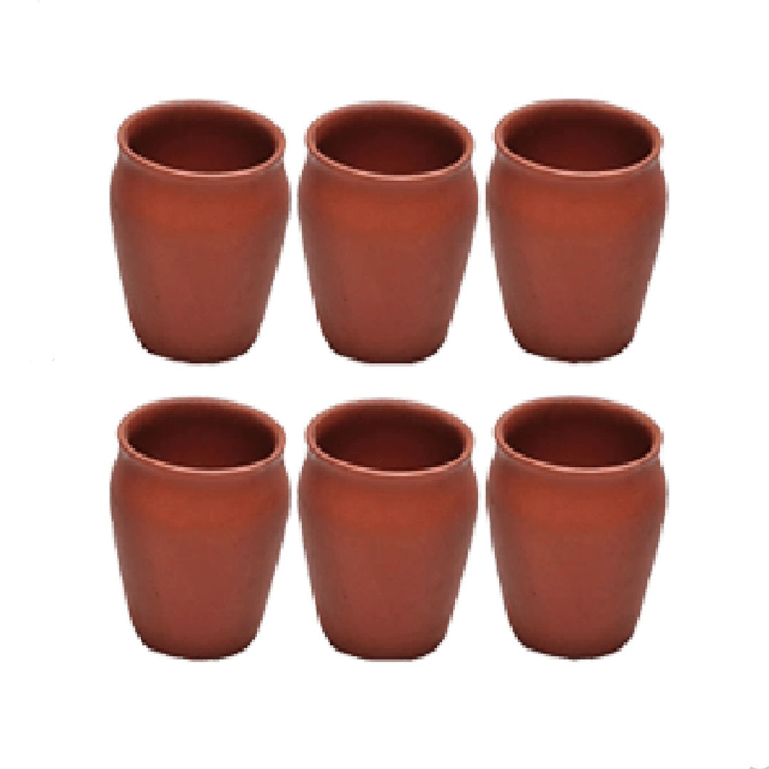 Terracotta Earthen Glazed Glasses, Clay Glass Set of 6, Mitti Cool, Ayurveda Store NZ