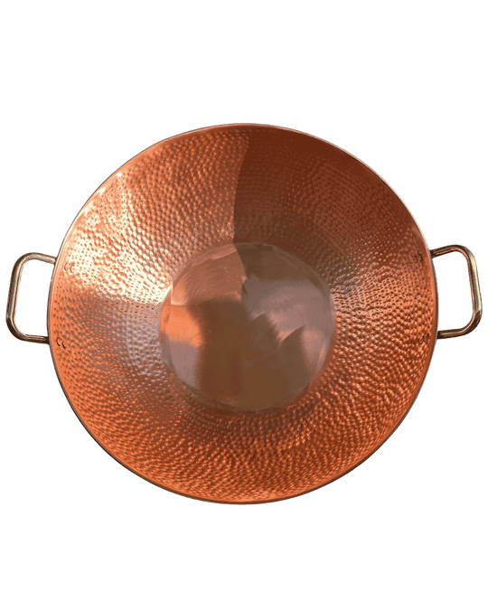 Copper pan with handles on a transparent background