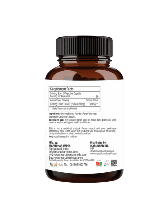 Ginseng Extract Capsules 60 Veg Capsules | 450mg - Panax Ginseng