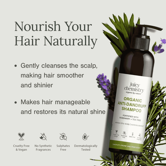 Organic Anti-Dandruff Shampoo Fortified with Rosemary + Tea Tree - 200ml
