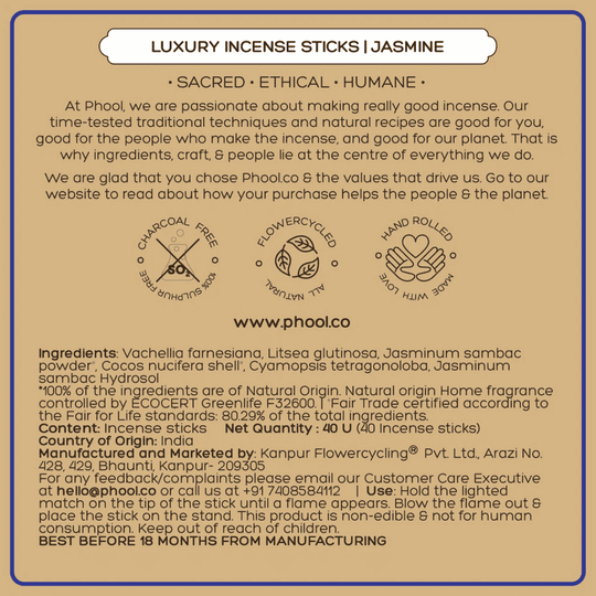 Phool, Jasmine Incense, Ayurveda Store NZ