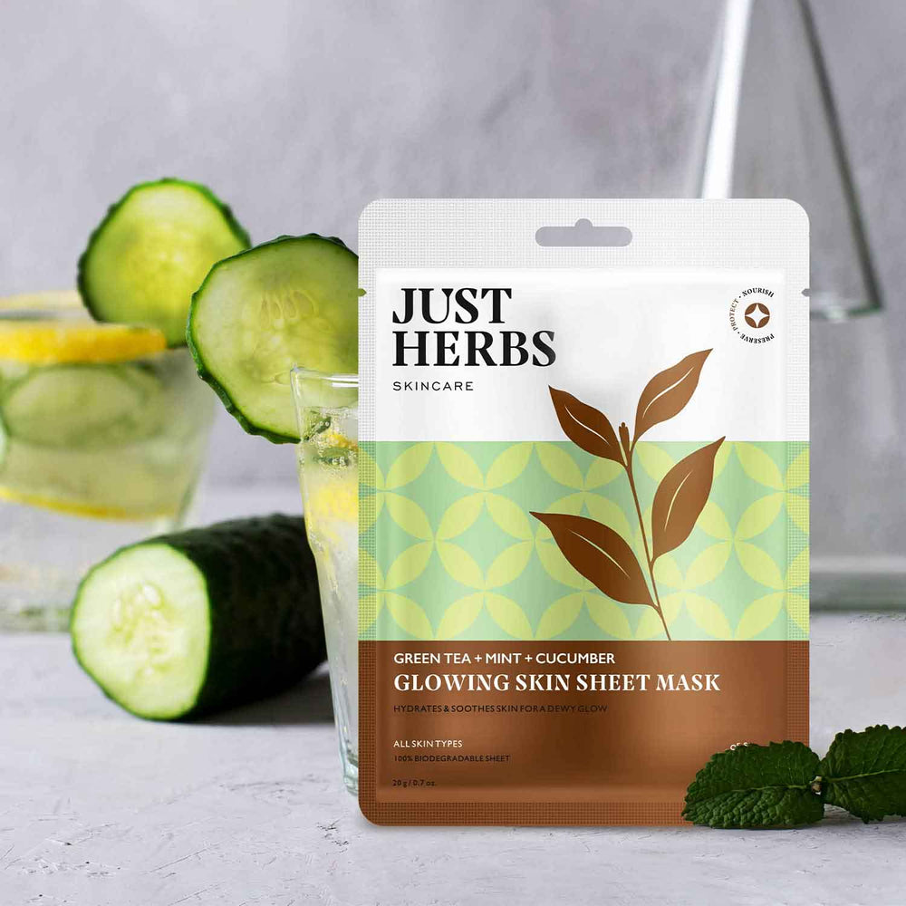 Green Tea Sheet Mask with Mint & Cucumber For Glowing Skin