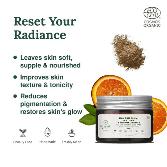 Kakadu Plum, Matcha And Blood Orange Face Mask, Juicy Chemistry, Ayurveda Store NZ