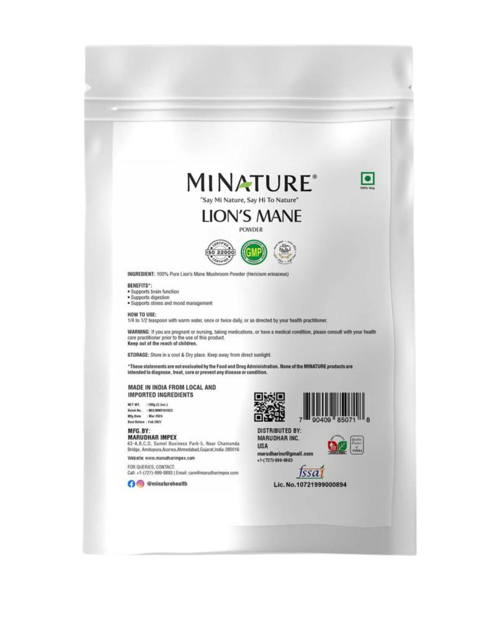 Natural Lion's Mane Mushroom Powder