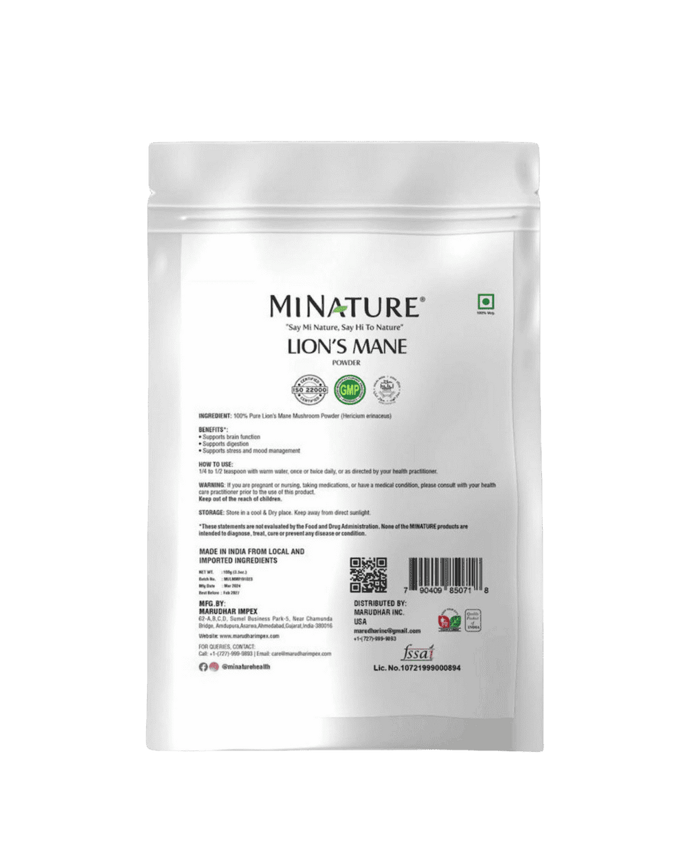 Natural Lion's Mane Mushroom Powder 100g