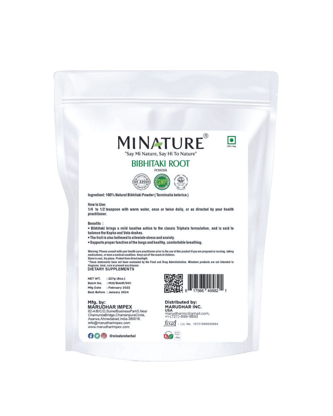 100% Natural Bibhitaki Powder 227g (Baheda)