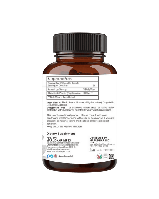 100% Natural Black Seed Capsules 60 Veg Caps | 450mg