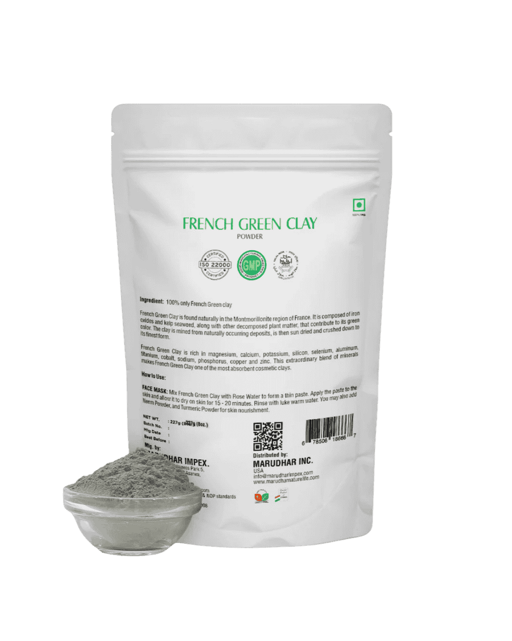 100% Natural French Green Clay 227g