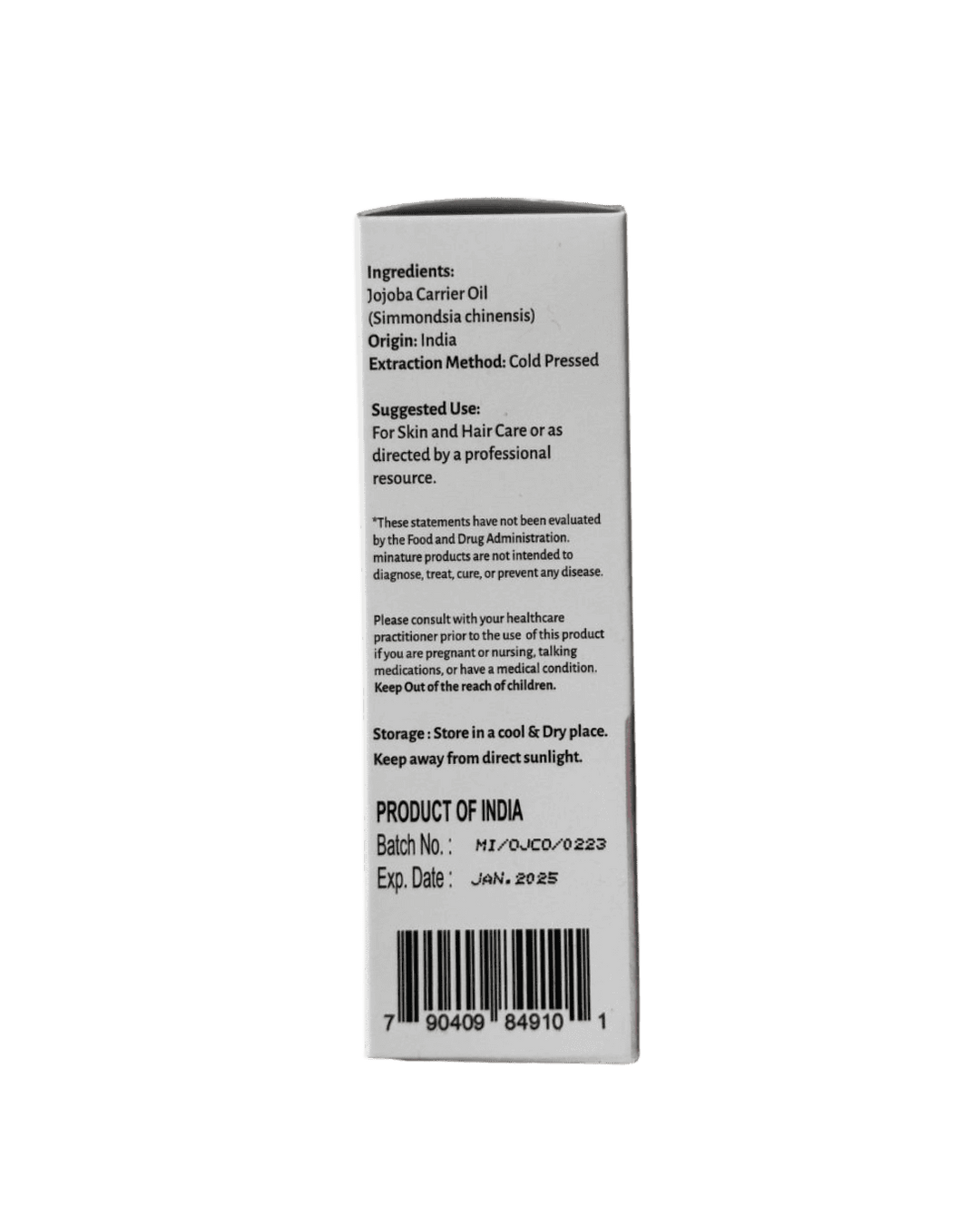 100% Natural Jojoba Carrier Oil - 100ml
