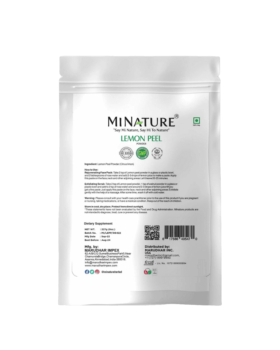 100% Natural Lemon Peel Powder 227g