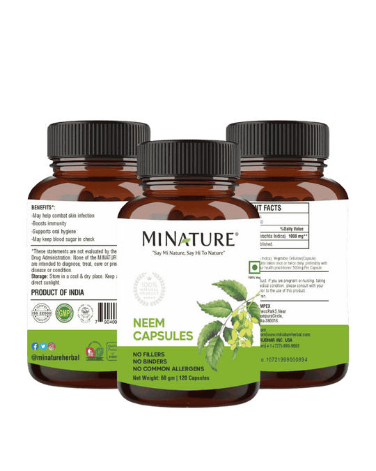 100% Natural Neem Capsules 60 Veg Caps | 500mg