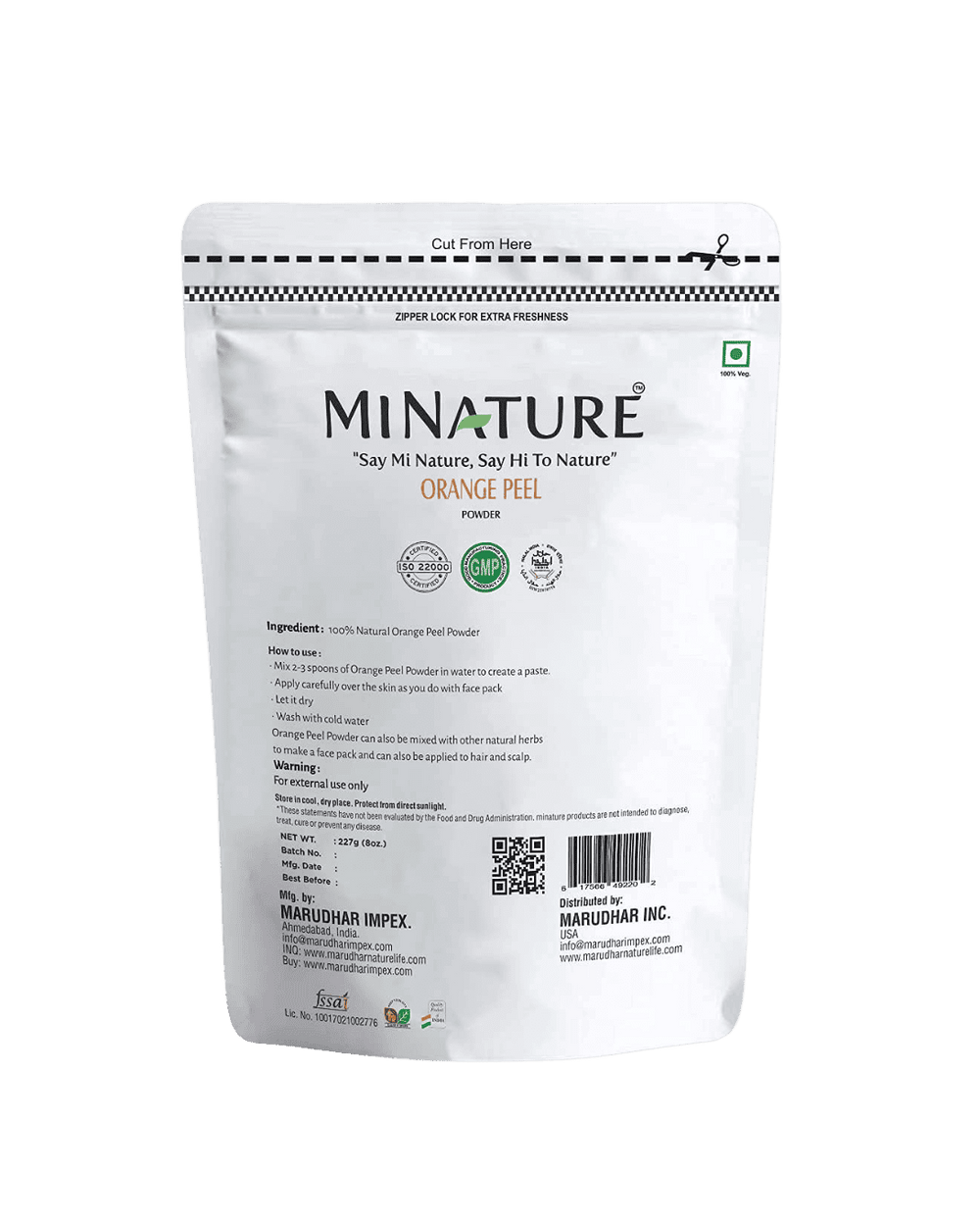 100% Natural Orange Peel Powder 227g