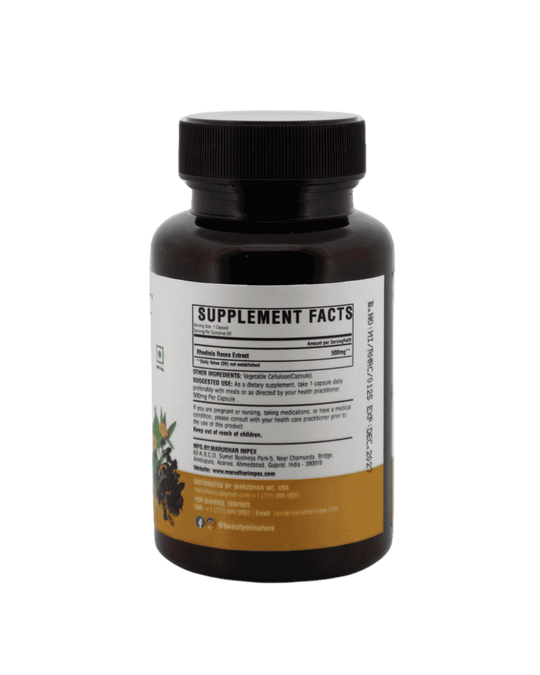 100% Natural Rhodiola Rosea Extract Capsules | 60 Veg Caps | 500mg