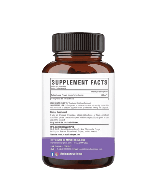 100% Natural Turkesterone Extract Capsules 90 Veg Caps | 500mg