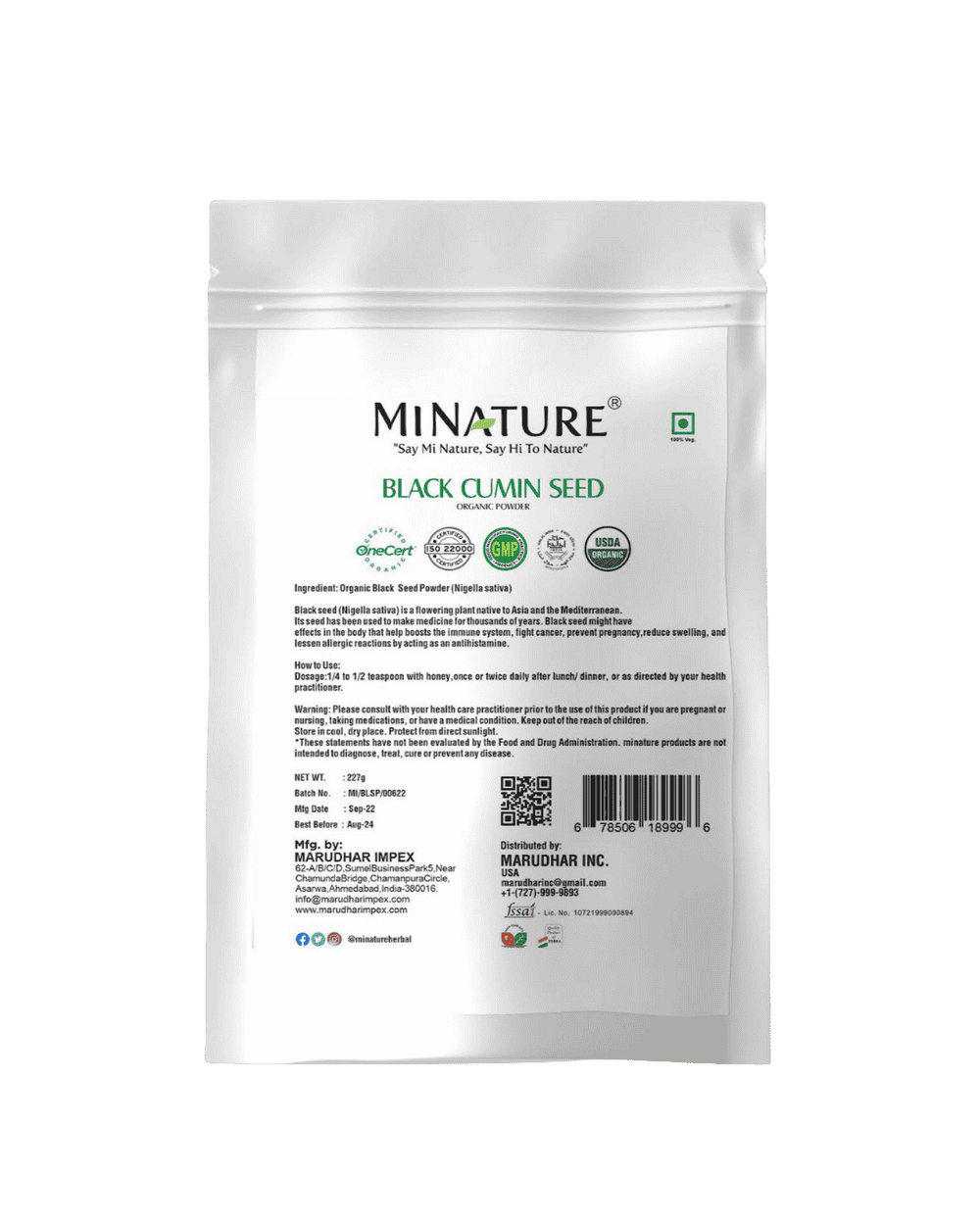 Organic Black Seed Powder 227g | USDA Certified