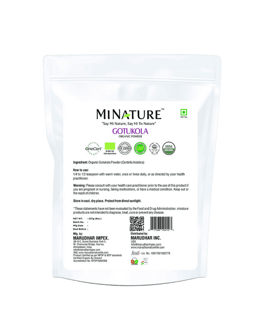 Organic Gotu Kola Powder 227g - USDA Certified