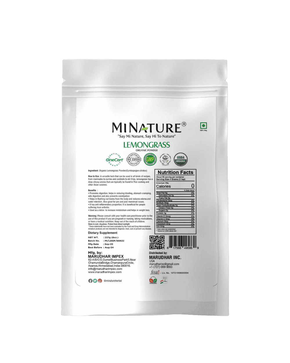 Organic Lemongrass Powder 227g
