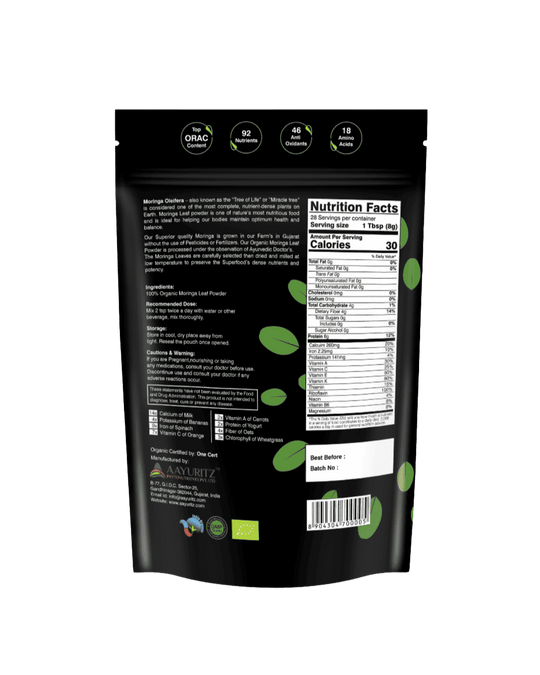 Organic Moringa Powder 226g - USDA Certified