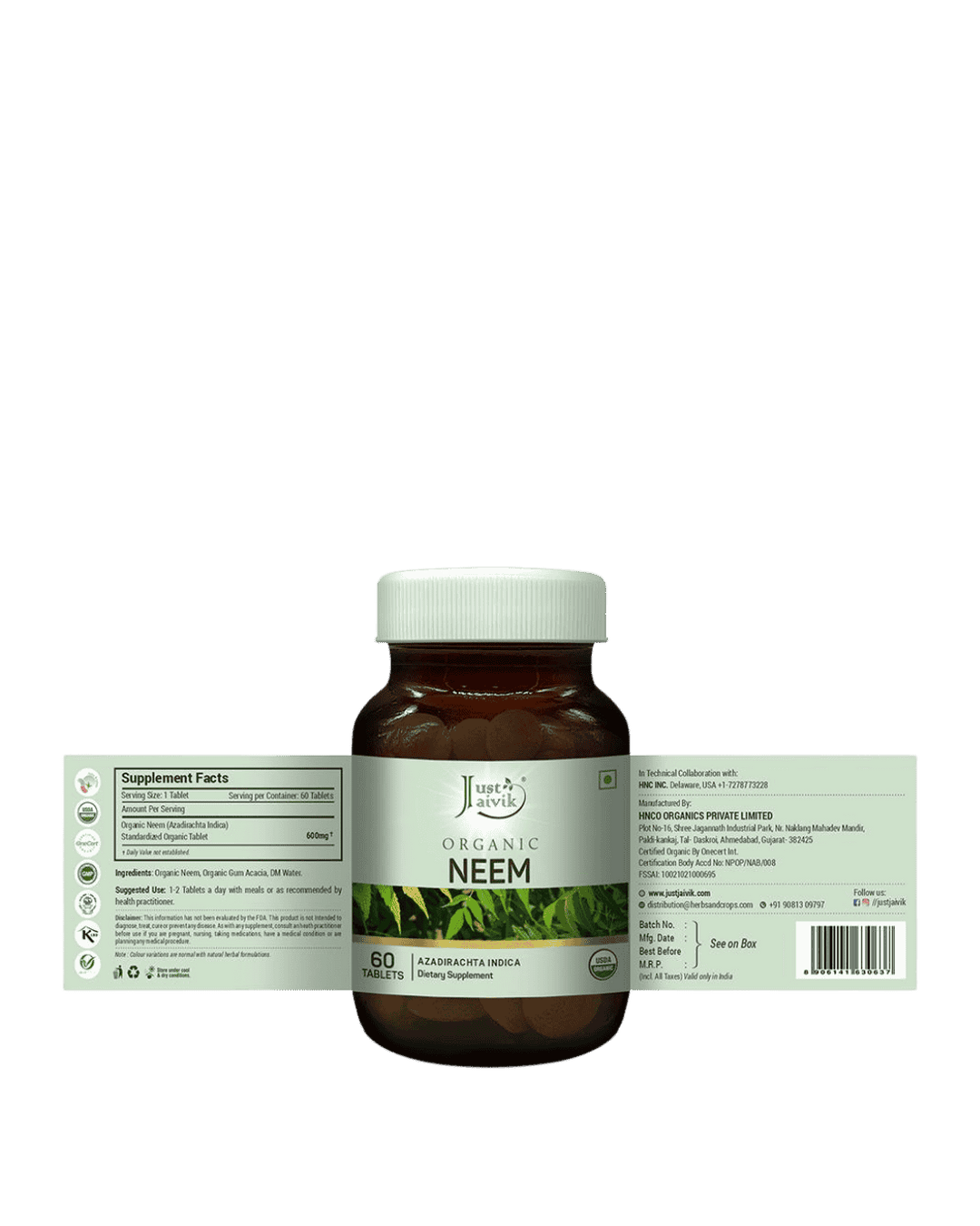 Neem Tablets, Just Jaivik, Ayurveda Store NZ