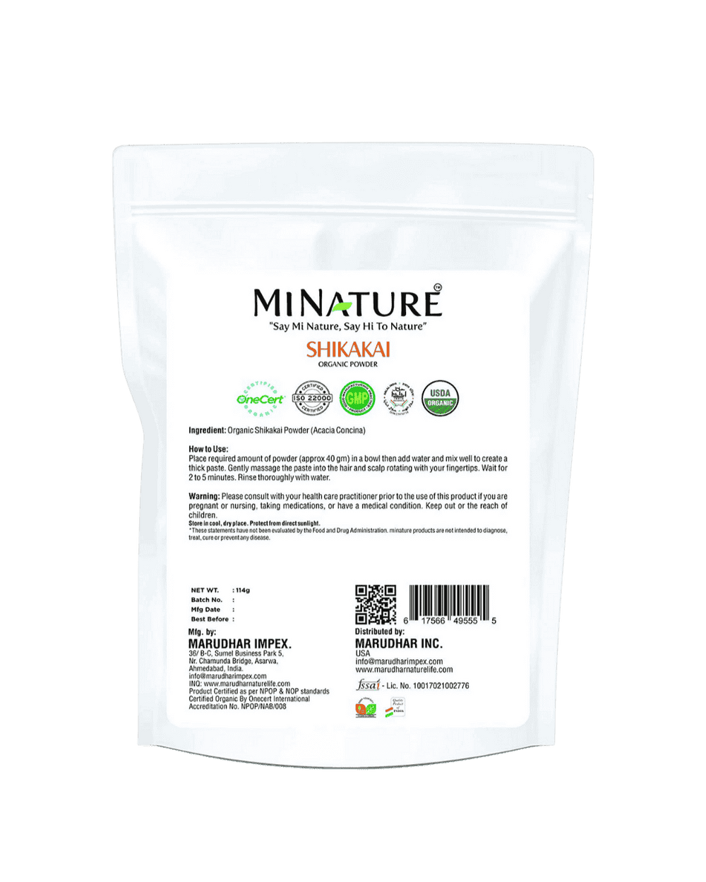 Organic Shikakai Powder 227g - USDA Certified