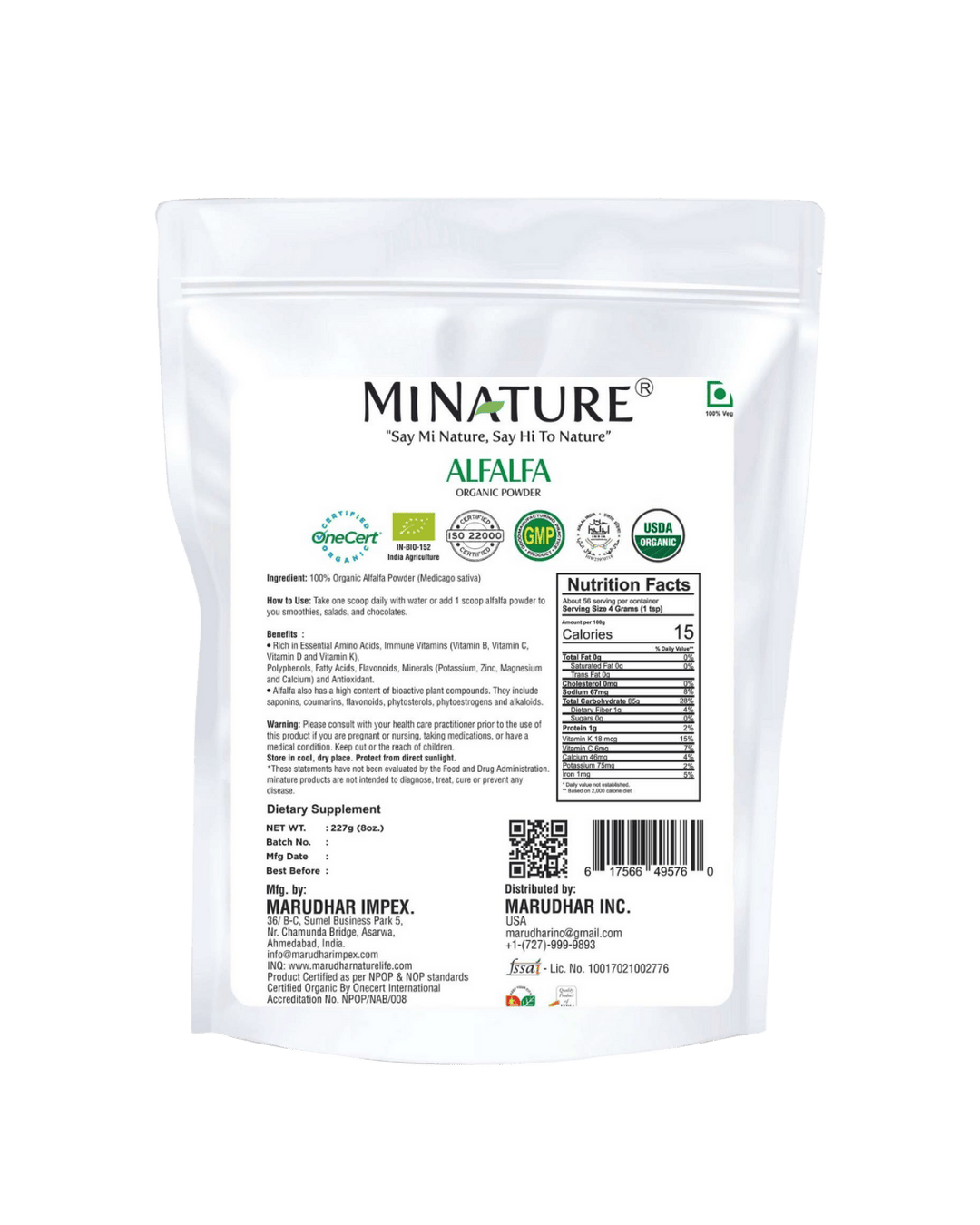 Organic Alfalfa Powder 227g