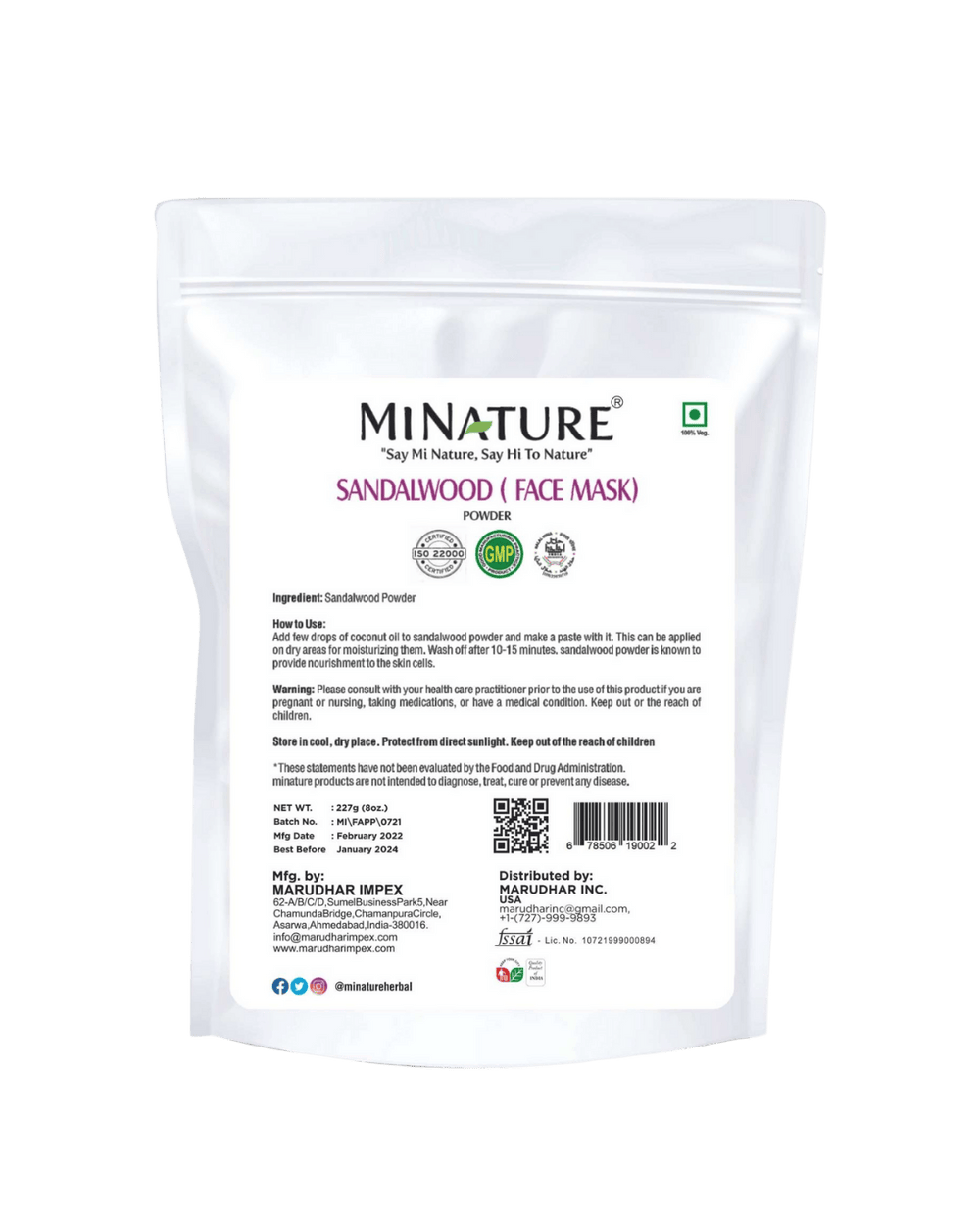 100% Natural Sandalwood Powder 227g