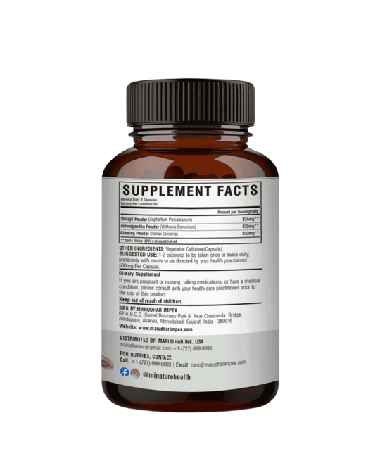 Shilajit + Ashwagandha + Ginseng Capsules