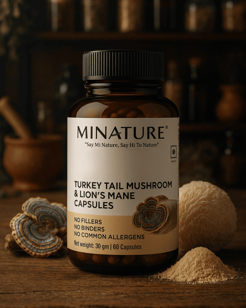 Turkey Tail Mushroom, Lion's Mane Capsules, Minature, Ayurvedastorenz