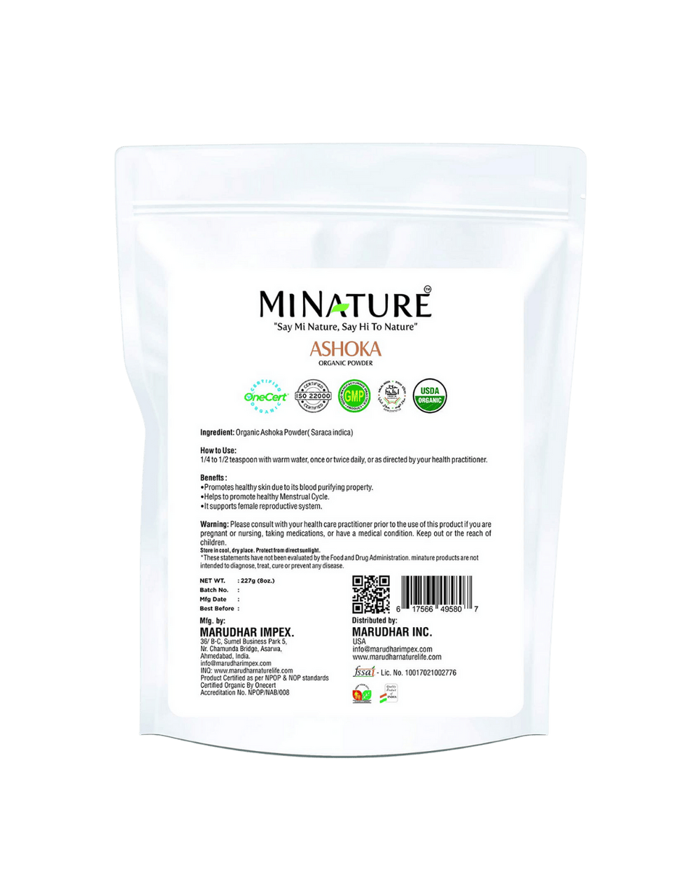 Organic Ashoka Powder 227g - USDA Certified