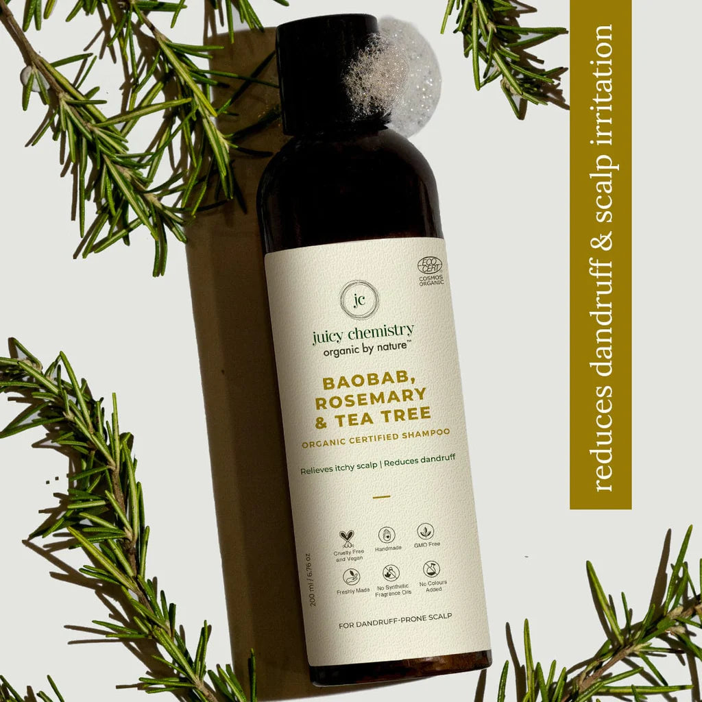 Baobab, Rosemary, Tea Tree, Anti-Dandruff Shampoo, Juicy Chemistry, Ayurveda Store NZ