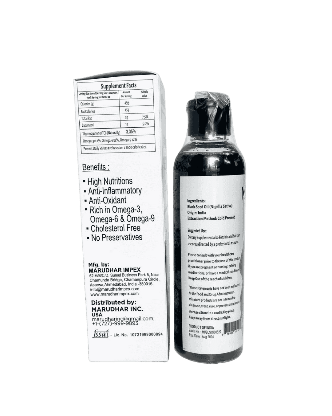 100% Natural Black Seed Oil (Nigella Sativa)