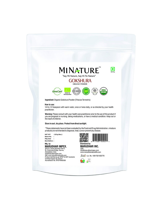 Organic Gokshura Powder 227g - USDA Certified