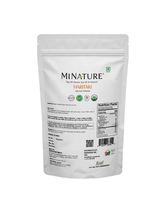 Organic Haritaki Powder 227g - USDA Certified | Harad