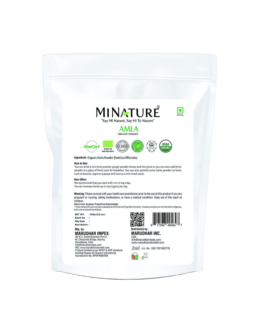 Organic Amla Powder 227g