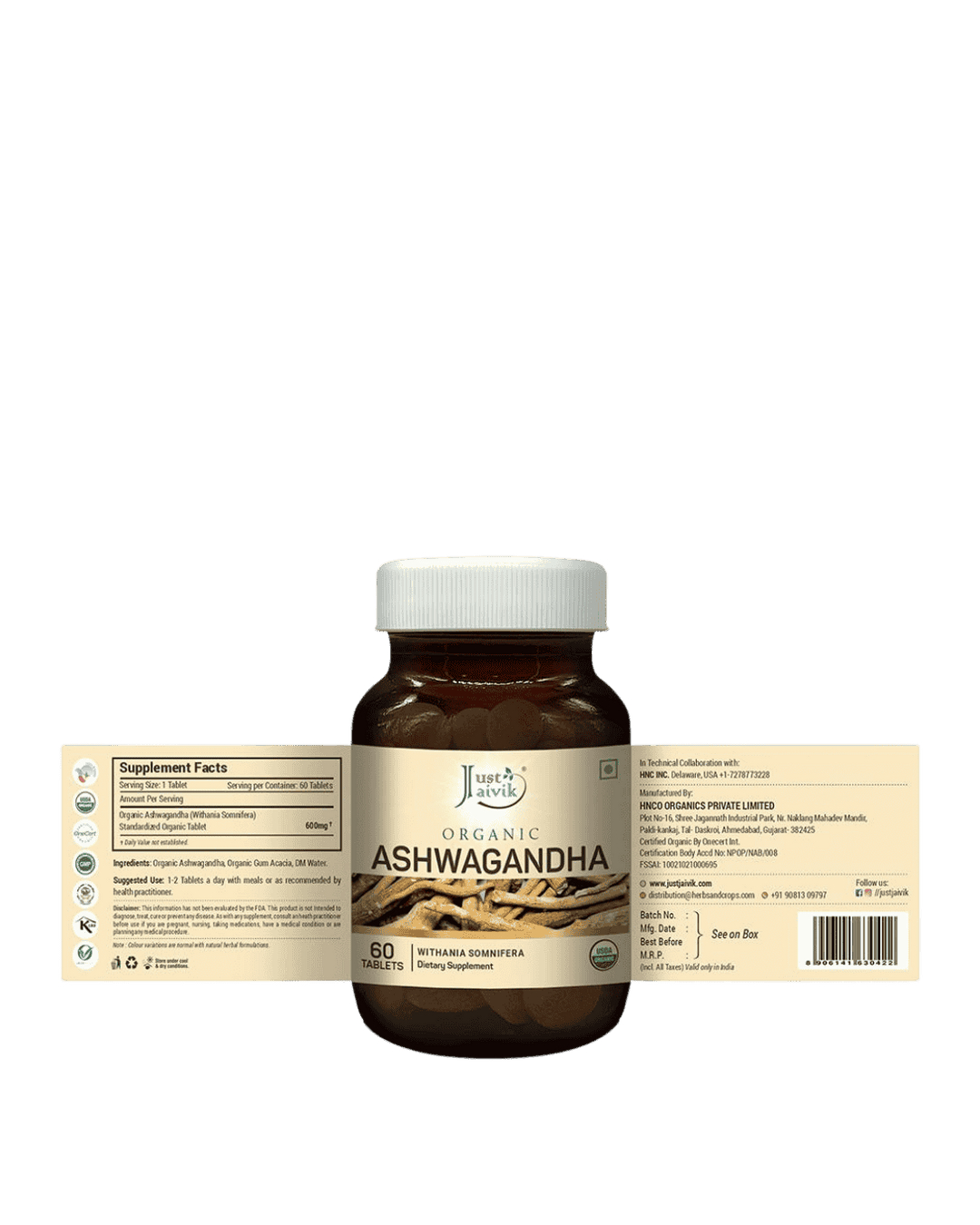 Organic Ashwagandha Tablets - 600mg