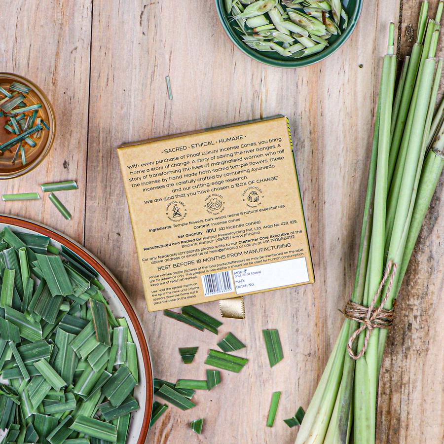 Lemongrass - Natural Incense Cones by Phool